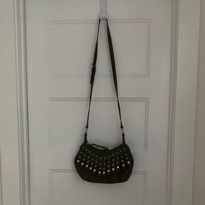 B. Makowsky Olive Green Crossbody Bag with Studs